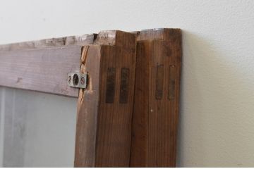 アンティーク建具　大正ロマン　レトロな雰囲気漂うガラス窓2枚セット(引き戸、ガラス戸)(R-067196)