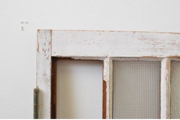 アンティーク建具　ペイント仕上げ限定　大正ロマンの雰囲気漂うペイントガラス窓1枚(木製扉、ガラス扉、ドア)(R-067199)