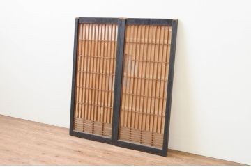 アンティーク建具　上質な和の空間を演出する書院障子戸2枚セット(引き戸、書院戸、窓)(R-067201)