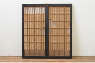 アンティーク建具　上質な和の空間を演出する書院障子戸2枚セット(引き戸、書院戸、窓)(R-067201)