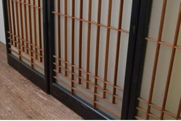 アンティーク建具　上質な和の空間を演出する書院障子戸2枚セット(引き戸、書院戸、窓)(R-067201)