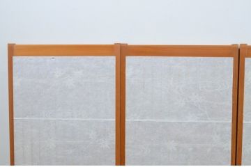 アンティーク建具　松と鶴の彫刻入りの書院障子戸4枚セット(引き戸、書院戸、窓)(R-067203)