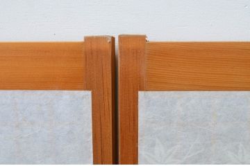 アンティーク建具　松と鶴の彫刻入りの書院障子戸4枚セット(引き戸、書院戸、窓)(R-067203)
