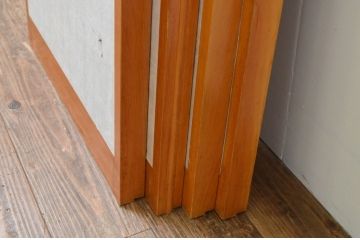 アンティーク建具　松と鶴の彫刻入りの書院障子戸4枚セット(引き戸、書院戸、窓)(R-067203)