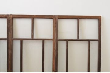 アンティーク建具　大正ロマン　ノスタルジックな雰囲気漂う幅狭ガラス窓4枚セット(引き戸、ガラス戸)(R-067204)