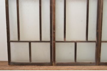 アンティーク建具　大正ロマン　ノスタルジックな雰囲気漂う幅狭ガラス窓4枚セット(引き戸、ガラス戸)(R-067204)