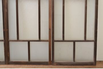 アンティーク建具　大正ロマン　ノスタルジックな雰囲気漂う幅狭ガラス窓4枚セット(引き戸、ガラス戸)(R-067204)