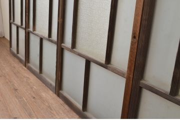 アンティーク建具　大正ロマン　ノスタルジックな雰囲気漂う幅狭ガラス窓4枚セット(引き戸、ガラス戸)(R-067204)