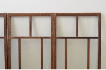 アンティーク建具　大正ロマン　ノスタルジックな雰囲気漂う幅狭ガラス窓4枚セット(引き戸、ガラス戸)(R-067204)