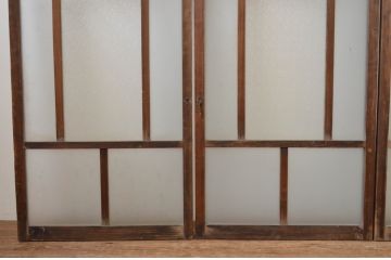 アンティーク建具　大正ロマン　ノスタルジックな雰囲気漂う幅狭ガラス窓4枚セット(引き戸、ガラス戸)(R-067204)