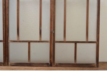 アンティーク建具　大正ロマン　ノスタルジックな雰囲気漂う幅狭ガラス窓4枚セット(引き戸、ガラス戸)(R-067204)