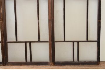 アンティーク建具　大正ロマン　ノスタルジックな雰囲気漂う幅狭ガラス窓4枚セット(引き戸、ガラス戸)(R-067205)