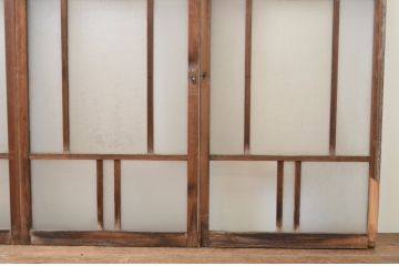 アンティーク建具　大正ロマン　ノスタルジックな雰囲気漂う幅狭ガラス窓4枚セット(引き戸、ガラス戸)(R-067205)
