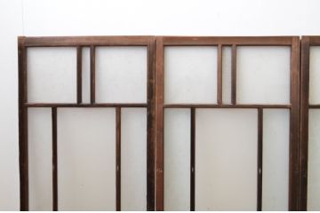 アンティーク建具　大正ロマン　ノスタルジックな雰囲気漂う幅狭ガラス窓4枚セット(引き戸、ガラス戸)(R-067206)