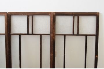 アンティーク建具　大正ロマン　ノスタルジックな雰囲気漂う幅狭ガラス窓4枚セット(引き戸、ガラス戸)(R-067206)