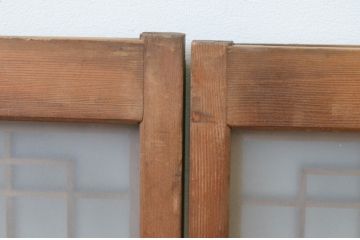 アンティーク建具　繊細な組子が魅力のガラス入り書院戸4枚セット(引き戸、ガラス戸、窓)(R-067207)