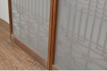アンティーク建具　繊細な組子が魅力のガラス入り書院戸4枚セット(引き戸、ガラス戸、窓)(R-067207)