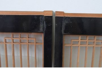 アンティーク建具　和モダンな空間を演出する両面ガラスの組子入り書院戸4枚セット(引き戸、ガラス戸、窓)(R-067208)