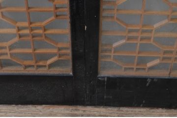 アンティーク建具　和モダンな空間を演出する両面ガラスの組子入り書院戸4枚セット(引き戸、ガラス戸、窓)(R-067208)