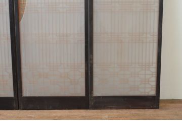 アンティーク建具　和モダンな空間を演出する両面ガラスの組子入り書院戸4枚セット(引き戸、ガラス戸、窓)(R-067208)