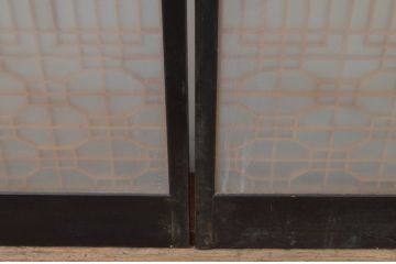 アンティーク建具　和モダンな空間を演出する両面ガラスの組子入り書院戸4枚セット(引き戸、ガラス戸、窓)(R-067208)