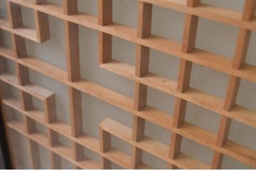 アンティーク建具　上質な和の空間作りにおすすめな両面ガラスの書院戸4枚セット(引き戸、ガラス戸、窓、組子入り)(R-067209)