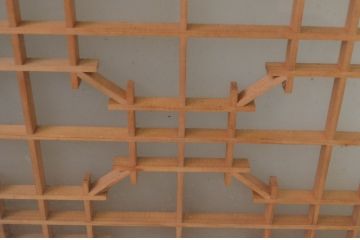 アンティーク建具　上質な和の空間作りにおすすめな両面ガラスの書院戸4枚セット(引き戸、ガラス戸、窓、組子入り)(R-067209)
