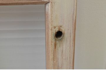 アンティーク建具　ペイント仕上げ限定　ペンキの剥げたシンプルなデザインが魅力のガラス窓2枚セット(引き戸、ガラス戸)(R-067210)