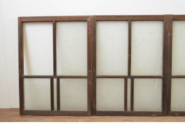アンティーク建具　大正ロマン　どこか懐かしい雰囲気を感じるガラス窓4枚セット(引き戸、ガラス戸)(R-067212)