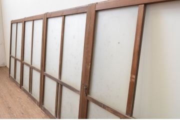 アンティーク建具　大正ロマン　どこか懐かしい雰囲気を感じるガラス窓4枚セット(引き戸、ガラス戸)(R-067212)