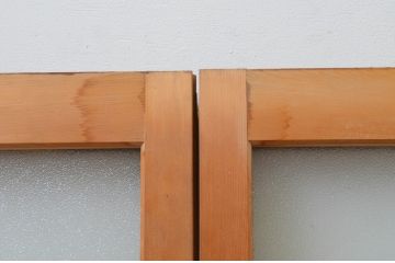 アンティーク建具　大正ロマンの雰囲気漂う小振りなガラス窓2枚セット(引き戸、ガラス戸)(R-067213)