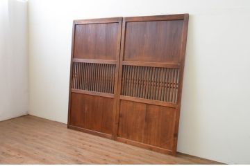 アンティーク建具　和モダンなお部屋作りにおすすめな格子帯戸2枚セット(引き戸)(R-067215)