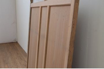 アンティーク建具　レトロなモールガラス入りのガラス扉1枚(木製扉、ドア)(R-067216)