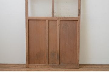 アンティーク建具　レトロなモールガラス入りのガラス扉1枚(木製扉、ドア)(R-067216)