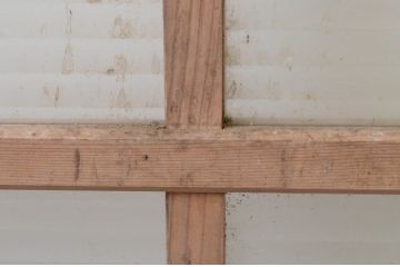 アンティーク建具　レトロなモールガラス入りのガラス扉1枚(木製扉、ドア)(R-067216)