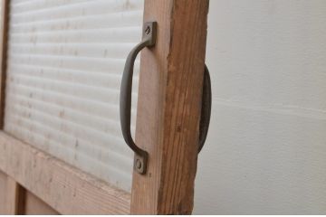 アンティーク建具　レトロなモールガラス入りのガラス扉1枚(木製扉、ドア)(R-067216)