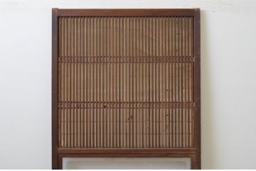 アンティーク建具　裏障子付き　和の空間を演出する格子戸1枚(引き戸、障子戸、ガラス帯戸)(R-067217)