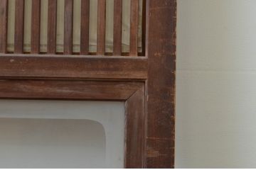 アンティーク建具　裏障子付き　和の空間を演出する格子戸1枚(引き戸、障子戸、ガラス帯戸)(R-067217)