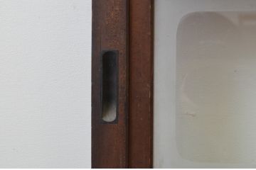 アンティーク建具　裏障子付き　和の空間を演出する格子戸1枚(引き戸、障子戸、ガラス帯戸)(R-067217)