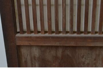 アンティーク建具　裏障子付き　和の空間を演出する格子戸1枚(引き戸、障子戸、ガラス帯戸)(R-067217)