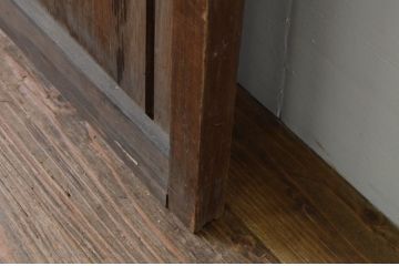 アンティーク建具　裏障子付き　和の空間を演出する格子戸1枚(引き戸、障子戸、ガラス帯戸)(R-067217)