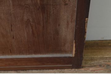 アンティーク建具　裏障子付き　和の空間を演出する格子戸1枚(引き戸、障子戸、ガラス帯戸)(R-067217)