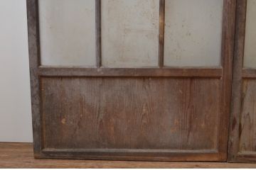 アンティーク建具　大正ロマン　どこか懐かしい雰囲気を感じるガラス戸2枚セット(引き戸)(R-067218)