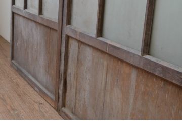 アンティーク建具　大正ロマン　どこか懐かしい雰囲気を感じるガラス戸2枚セット(引き戸)(R-067218)