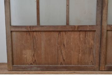 アンティーク建具　大正ロマン　どこか懐かしい雰囲気を感じるガラス戸2枚セット(引き戸)(R-067218)