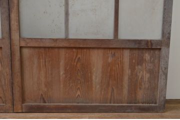 アンティーク建具　大正ロマン　どこか懐かしい雰囲気を感じるガラス戸2枚セット(引き戸)(R-067218)