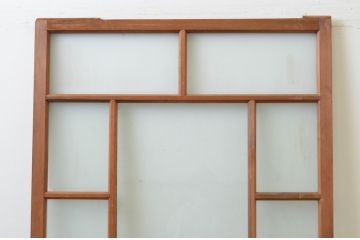 アンティーク建具　腰板竹材　大正ロマン　レトロな空間作りにおすすめなガラス戸1枚(引き戸)(R-067220)