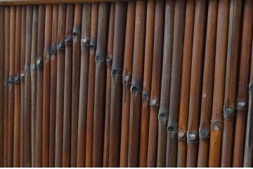 アンティーク建具　腰板竹材　大正ロマン　レトロな空間作りにおすすめなガラス戸1枚(引き戸)(R-067220)