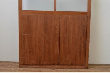 アンティーク建具　腰板竹材　大正ロマン　レトロな空間作りにおすすめなガラス戸1枚(引き戸)(R-067220)