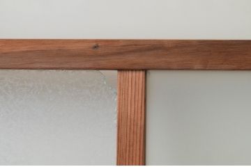 アンティーク建具　腰板竹材　大正ロマン　レトロな空間作りにおすすめなガラス戸1枚(引き戸)(R-067220)